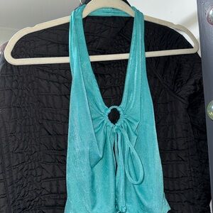 Popular 21 Teal Halter Top